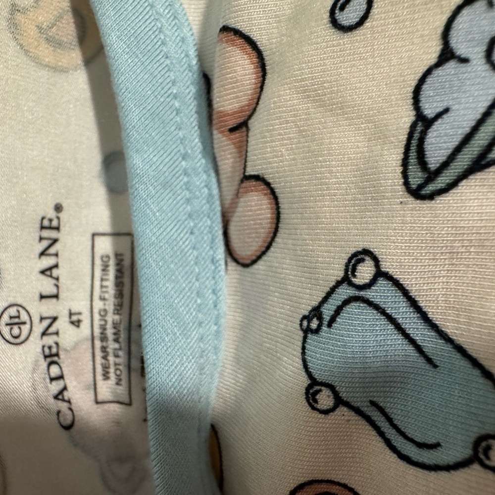 Caden Lane Blue and Cream Kids' Pajama Set - Picture 3 of 4